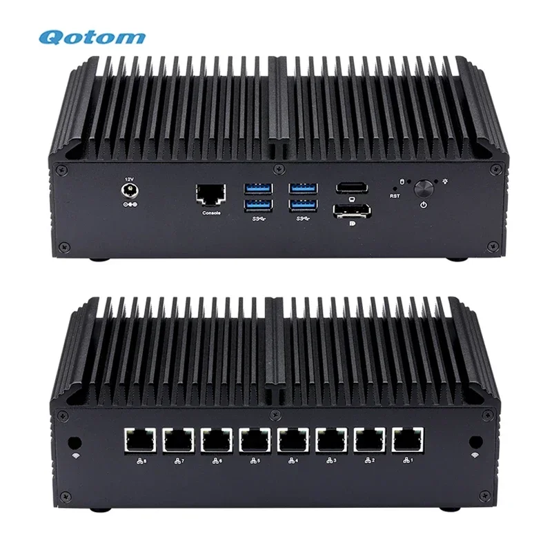 Qotom Q1000 GE Series Mini Computer i3 i5 i7 8 x Intel I225V 2.5 Gigabit LAN pfsense Firewall Router Server Fanless Mini PC