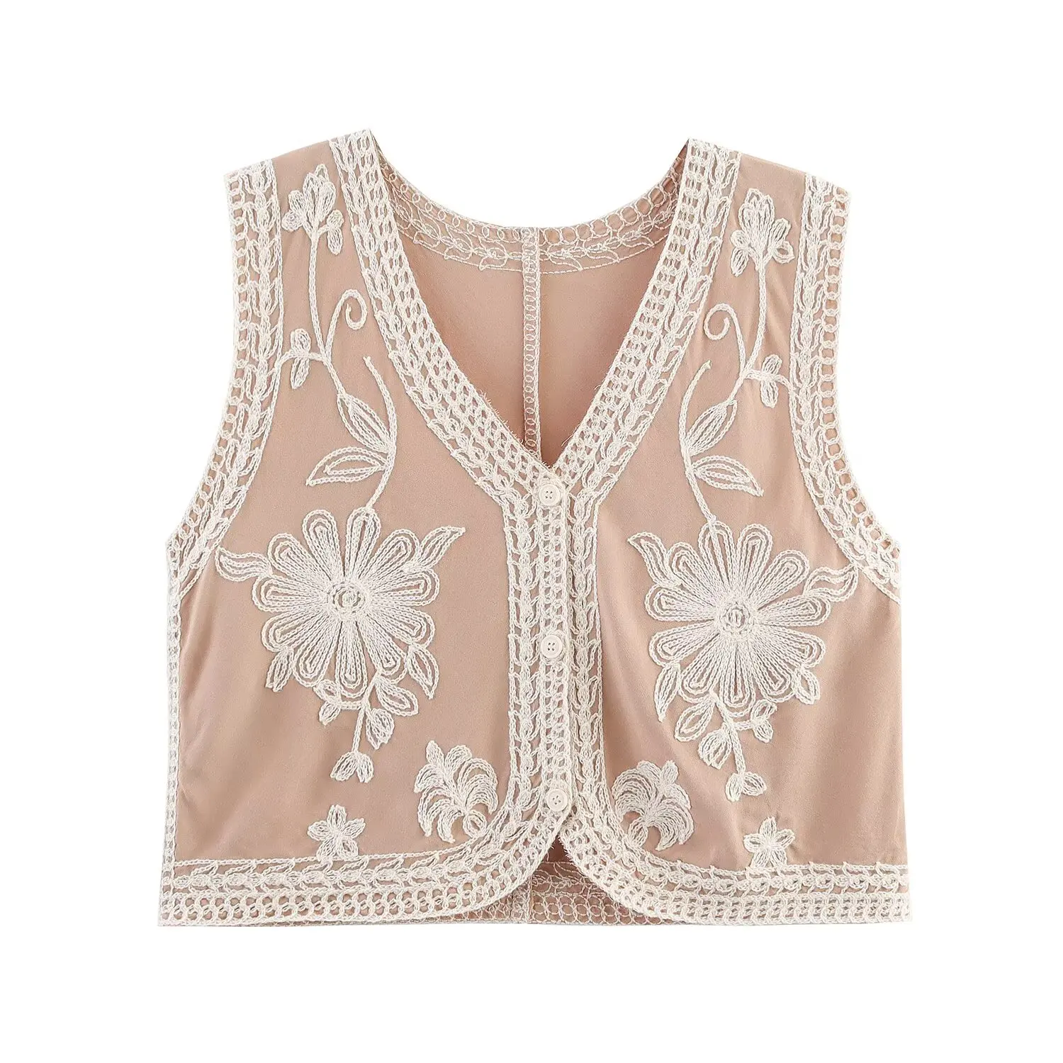 ZAB Autunno delle nuove donne Faion V-ne Svel ricamato floreale etnico Sle Top vestibilità ampia protezione UV in poliestere