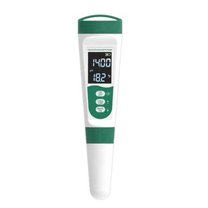 

5-In-1 Water Quality Test Pen Voice Model EC Acidity Ph Meter Tds Salinity Meter Water Quality Tester Without PH Powder, Durable