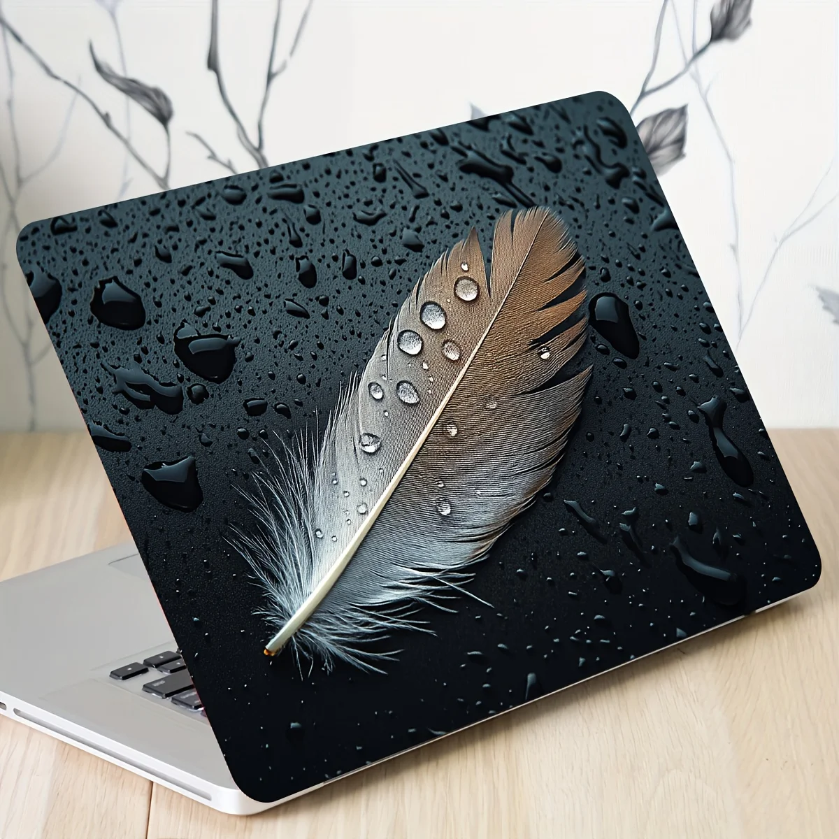 Vinyl Notebook Case Feather Sticker, 2 Pieces/Set, Scratch Resistant DIY Art Case for HP, Dell, Lenovo, Apple, ASUS Notebooks