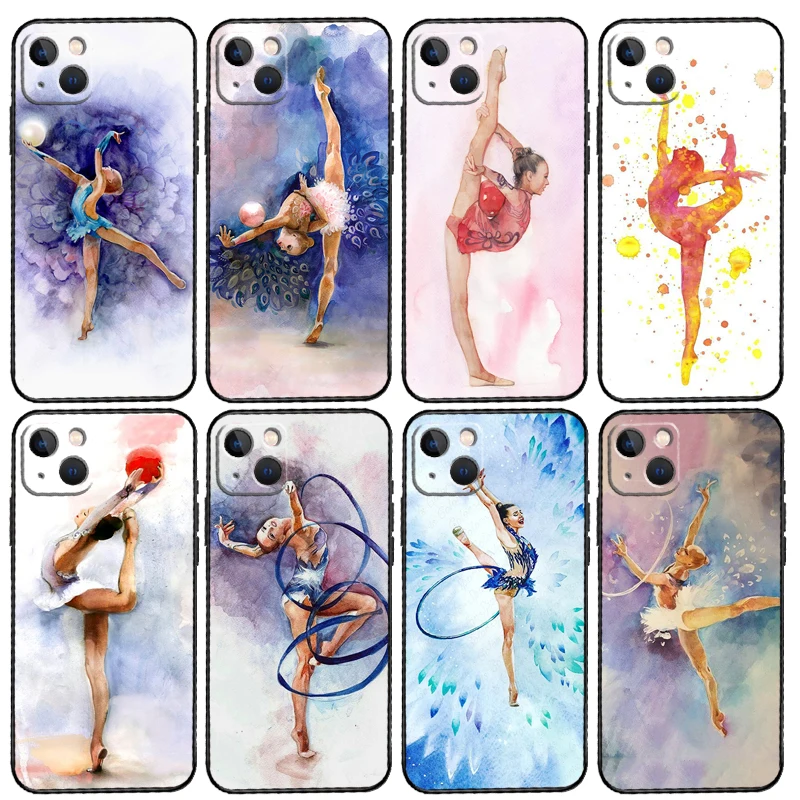 Gymnastics Oil Painting Phone Case For iPhone 15 14 13 12 11 16 Pro Max Mini X XS XR Max 7 8 Cover Funda