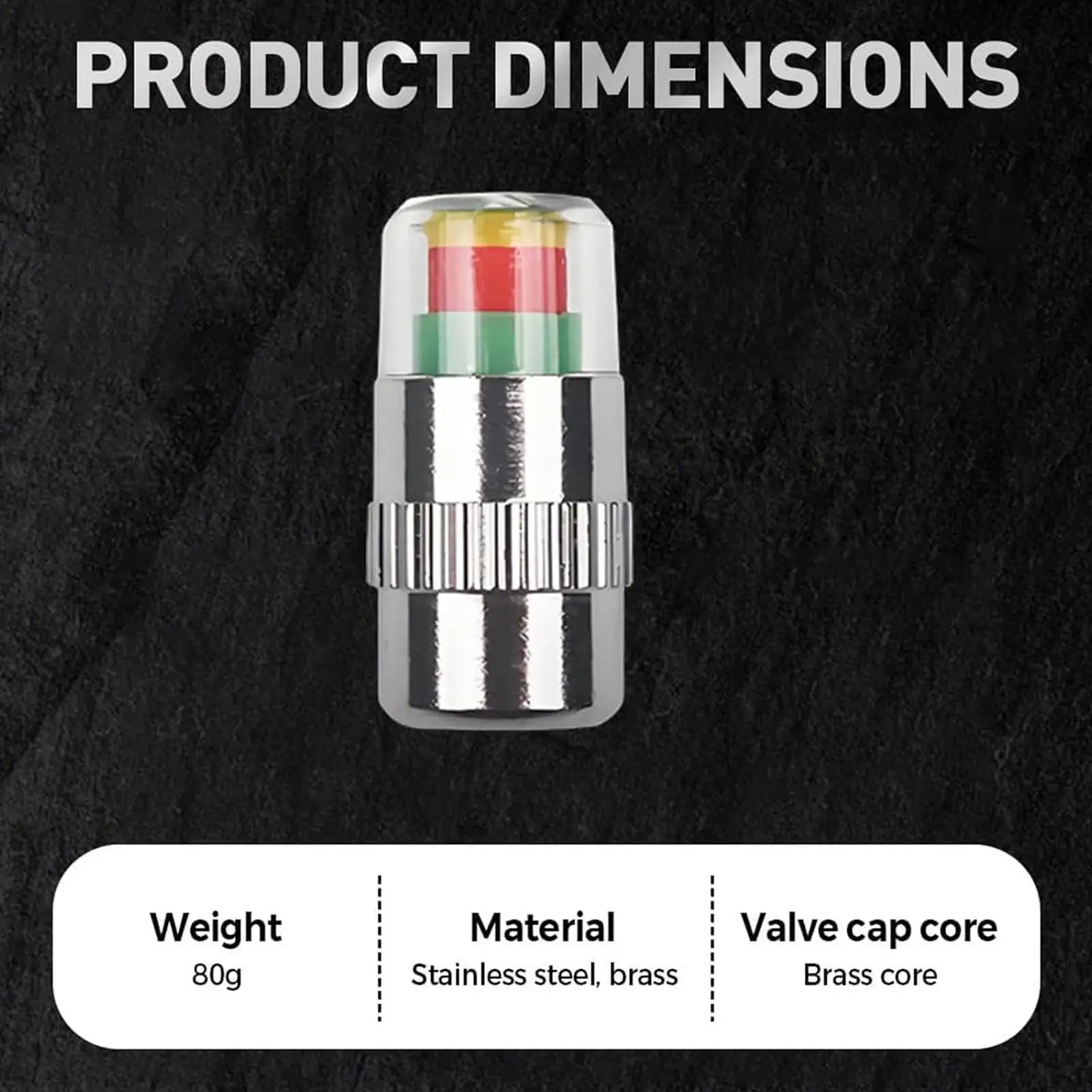 

Car Tire Pressure Monitor Valve Stem Caps Tire Pressure Monitoring Caps Easy to Read Smart 3-Color Covers for Truck Wheel Auto