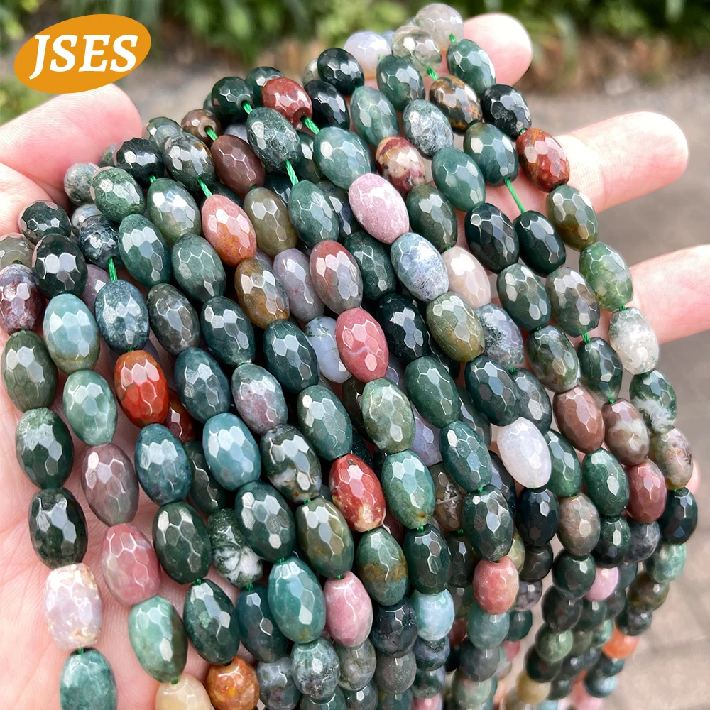 

Natural Indian Agate Rice Shape Loose Spacer Beads for Jewelry Making DIY Accessories Bracelet Necklace Gem Stones Bead 15 Inch