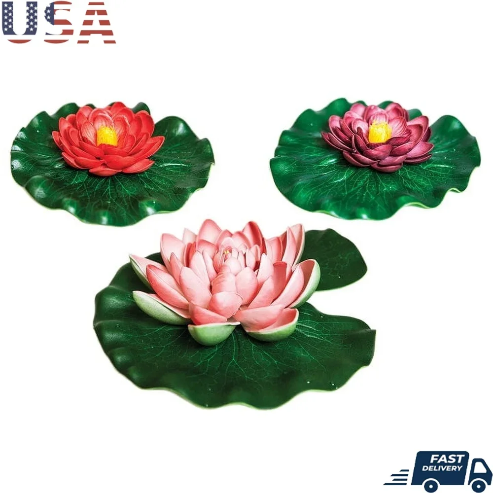 Floating Lily Pad Pond Decor Set of 3 UV Resistant Weatherproof Multicolor Pond Accessories Fish and Plant Safety