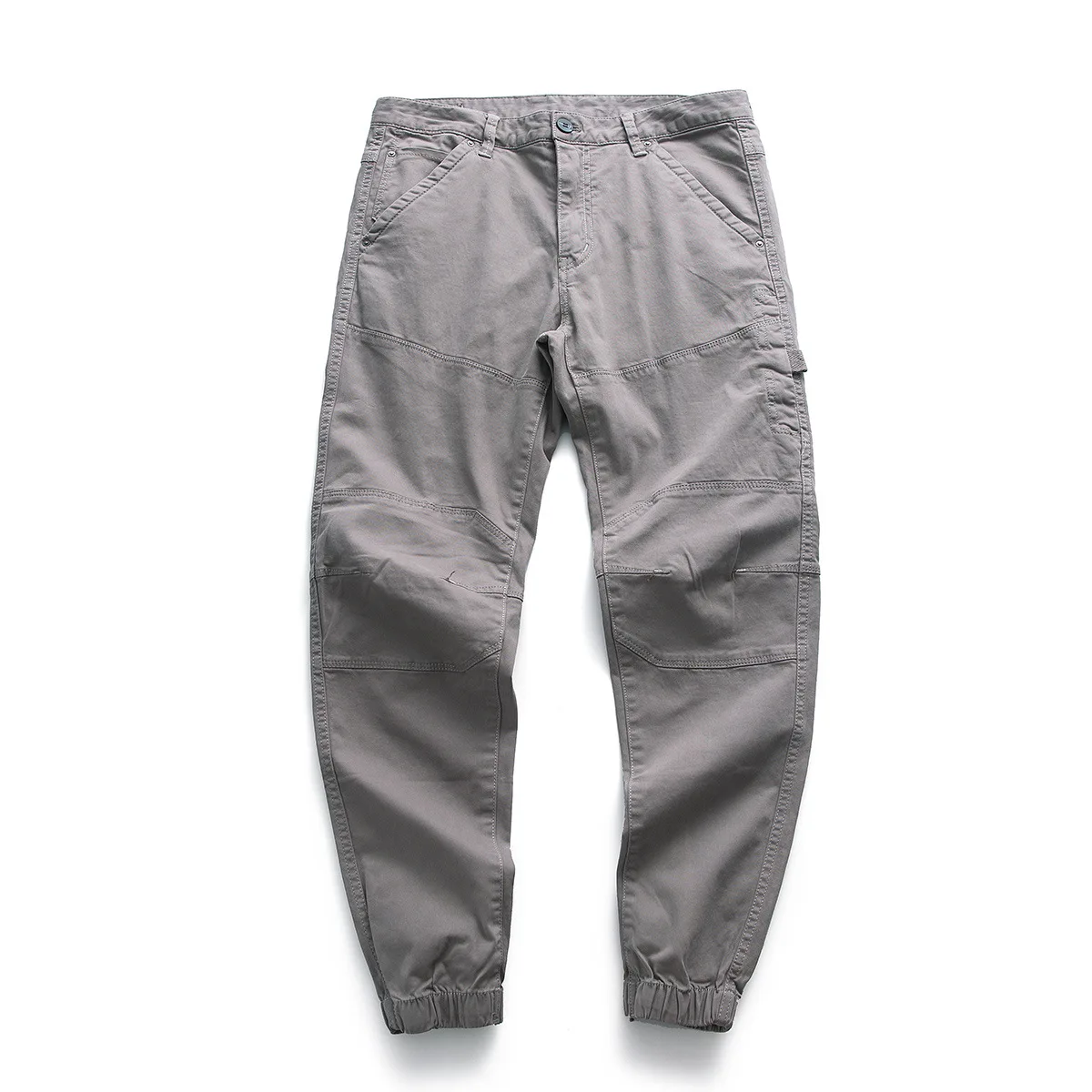 American style New Fashion Men's Solid Color Loose Simple Basic Casual Trendy Multi Pockets Cargo Trousers Male Pants Clothes