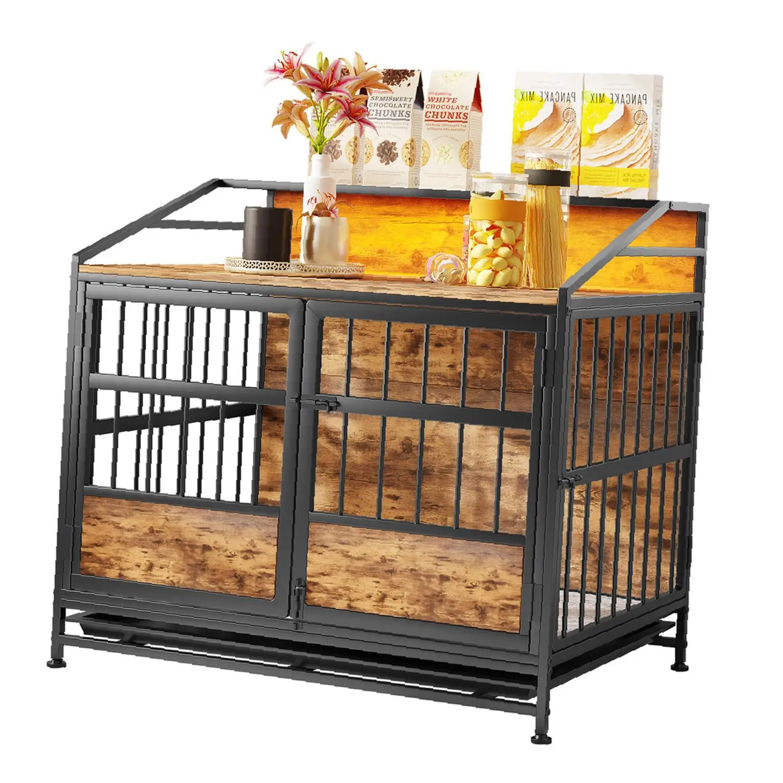 Elegant Wooden Dog Crate Furniture with Storage