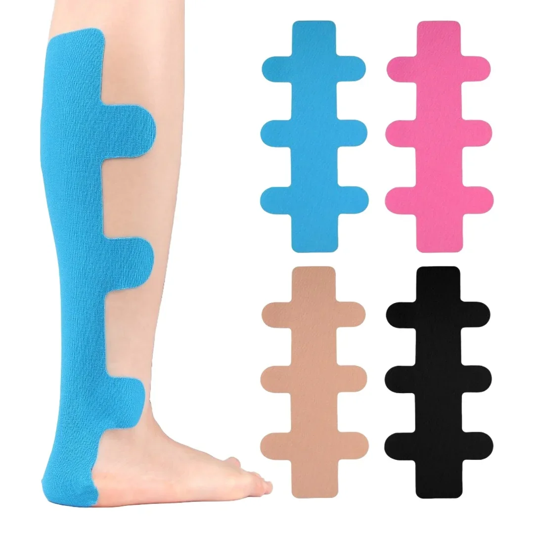 

2pcs Pre-Cut Elastic Sports Muscle Tape Kinesiology Tape Waterproof Breathable Tape Achilles Tendon Protection for Ankle Support