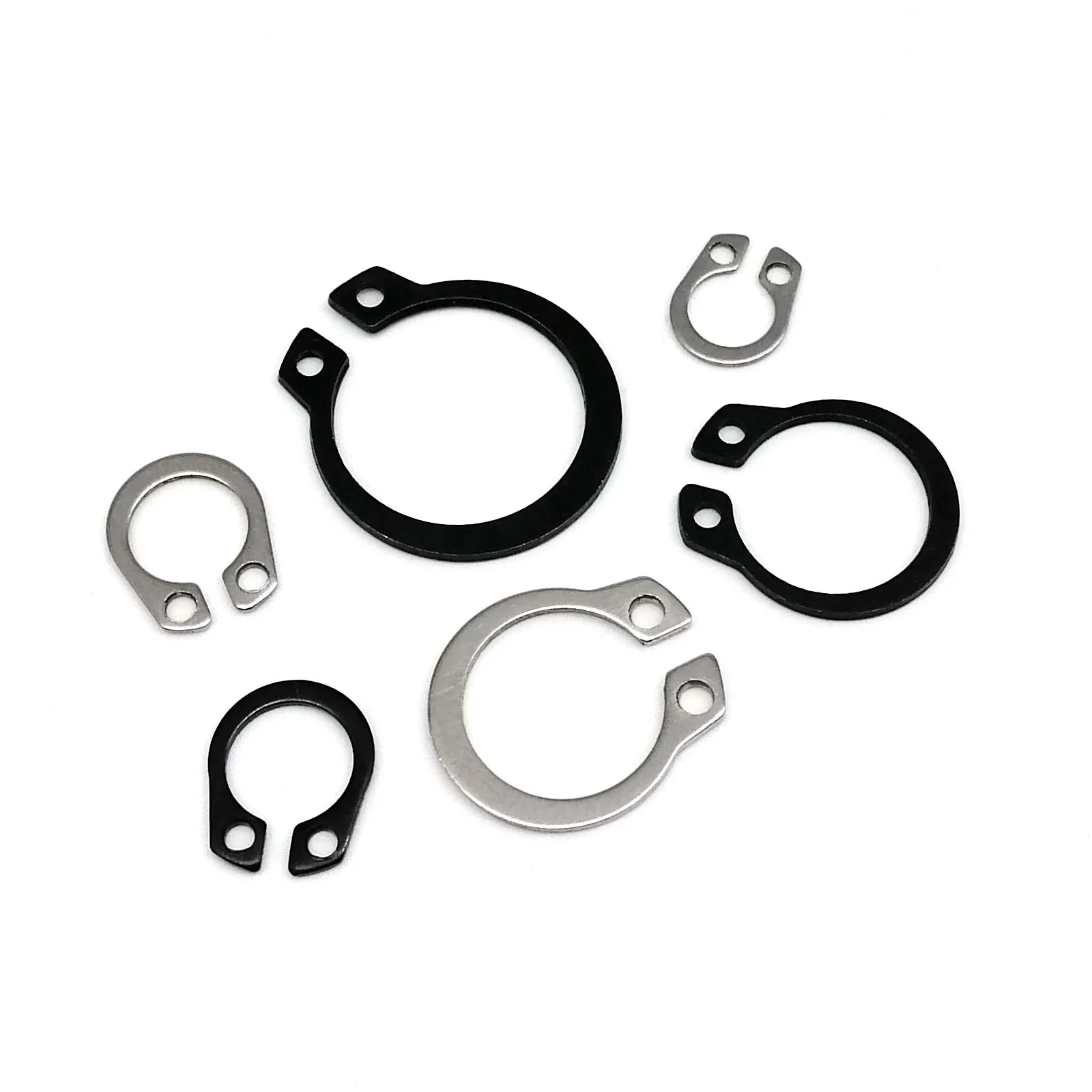 250 pcs/box C 유형 외부 Circlip 클립 스냅 링 믹스 M6 ~ M15 키트 세트 샤프트 베어링 유지 스테인레스 스틸 블랙 65mn