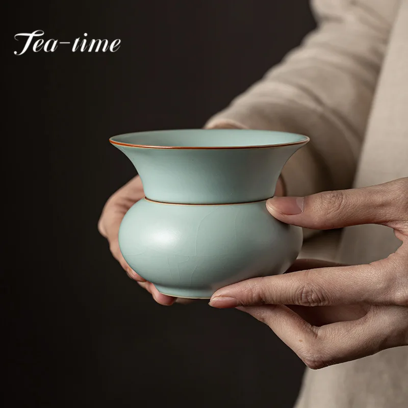 Boutique Ru Kiln Porcelain Tea Infusor Elegant Chhai for Tea Tea Strainer Tea Maker Tea Filter Tea Ceremony Accessories Gift Box