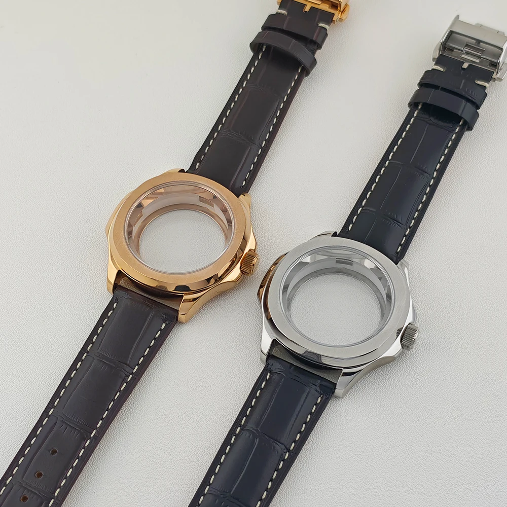 

44mm nh35 Case Men's Watch Case Sapphire Glass Stainless Steel Waterproof Case Watch Parts suitable for 28.5mm Dial Case