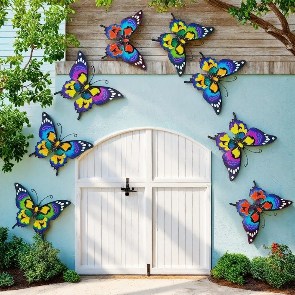 1/3/4pcs Outdoor Metal Butterfly Wall Art Decor Iron Courtyard Crafts Home Wall Decoration Pendants Garden Wall Hanging Bedroom