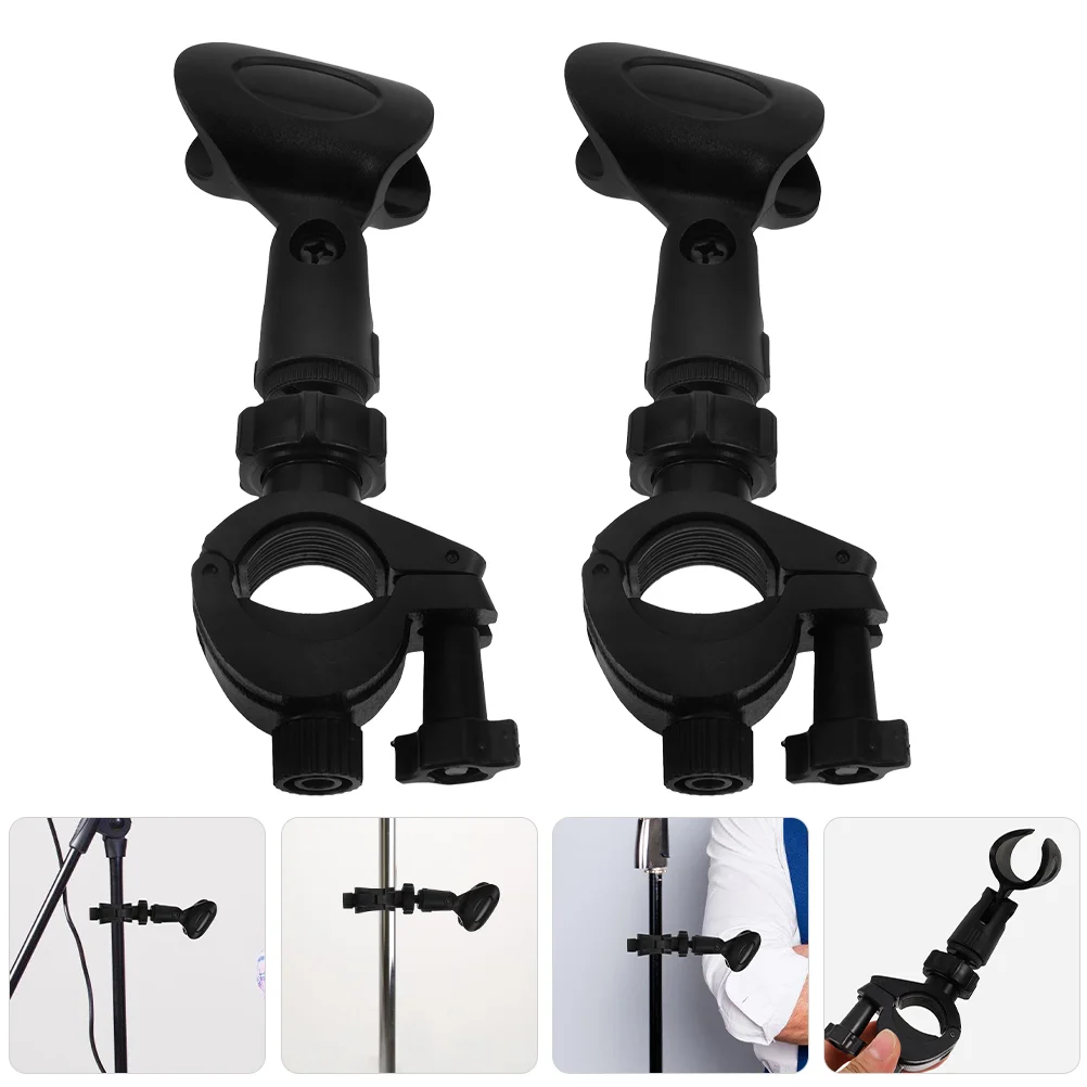 

2 Sets Microphone Clip Clamp for Handheld Microphones Cell Holder Tripod Plastic Universal Wireless