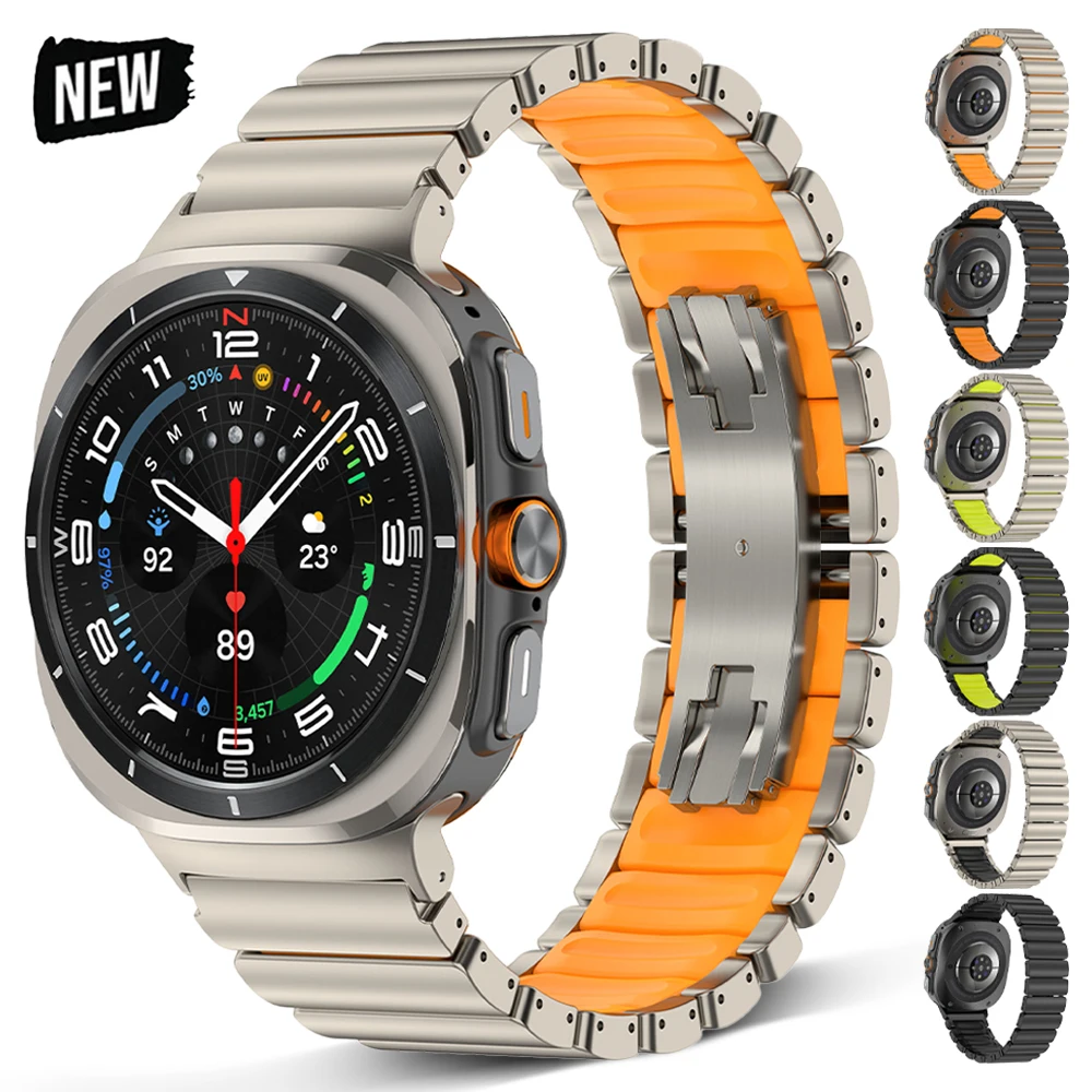 

Титановый резиновый ремешок для Samsung Galaxy Watch Ultra 2025 47 мм, роскошный металлический ремешок Correa для Samsung GALAXY ULTRA 7, браслет 47 мм