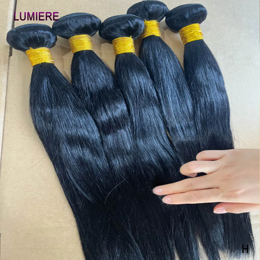Paquetes de cabello lacio bone straight, cabello humano virgen crudo, 8-30 pulgadas, extensiones de tejido para mujer, doble tejido, mayoreo 7