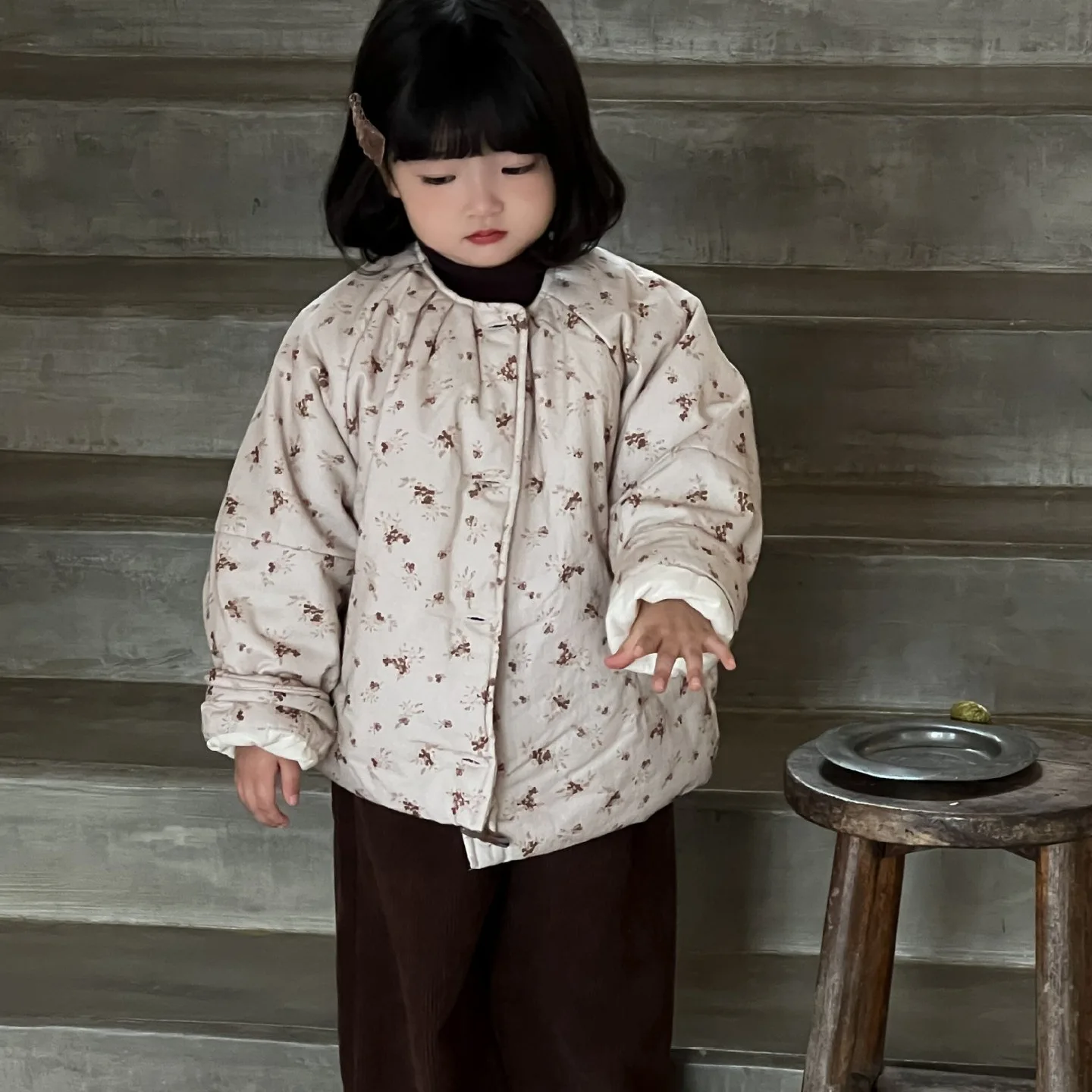 

Kids Girl Winter Clothes Set Floral Thick Toddler Girl Warm Parkas Solid Lace Little Girls Undershirt Infant Girl Corduroy Pant