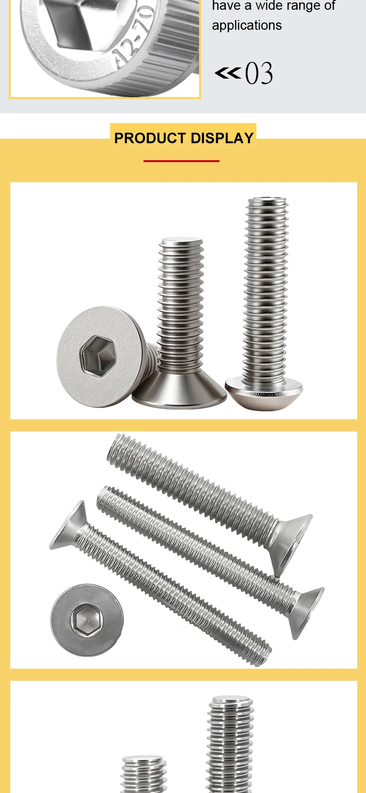 M2 M3 M4 M5 M6 Innensechskantschraube 304 Edelstahl Metall Maschinenschrauben Motorradschrauben DIN912 DIN7991 ISO7380 Sechskantschrauben – Detail 3