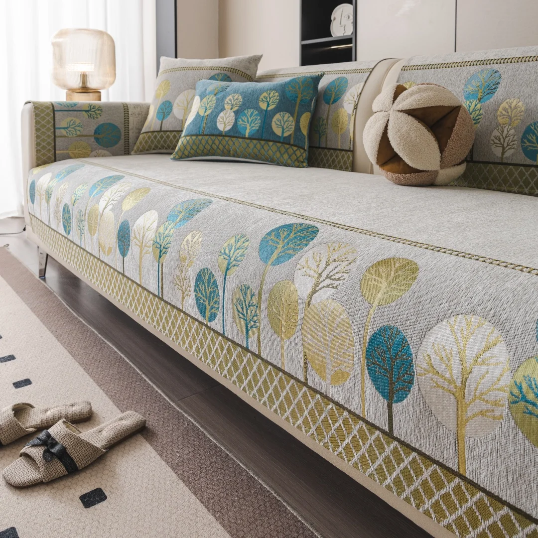 Boho Vollmond Baum Jacquard Chenille Sofabezug für Wohnzimmer Couch Sitzbezug Möbel Dekor Schutz Anti-Rutsch Sofa Handtuch – Detail 7