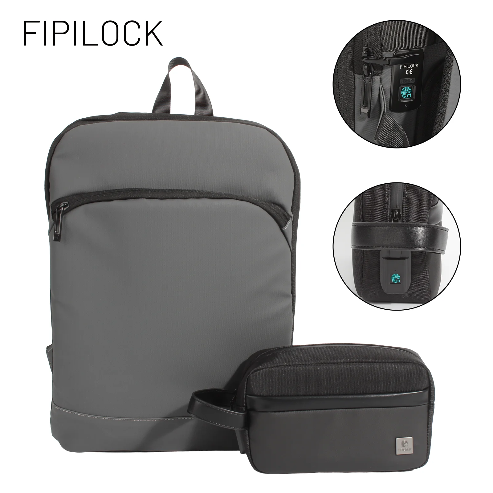 2PC FIPILOCK Women'S Backpack Bag and Men's Casual Handbag Tote Bag with Smart Fingerprint Unlock Computer bag Trendy handbag