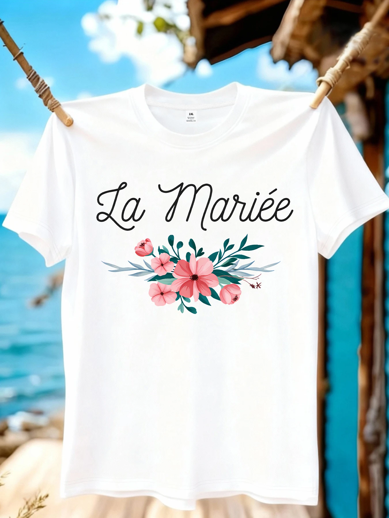 

【WZM10931】Женская футболка больших размеров с принтом в свадебном стиле, с круглым вырезом, летняя, повседневная, с короткими рукавами, в уличном стиле, универсальная, больших размеров.