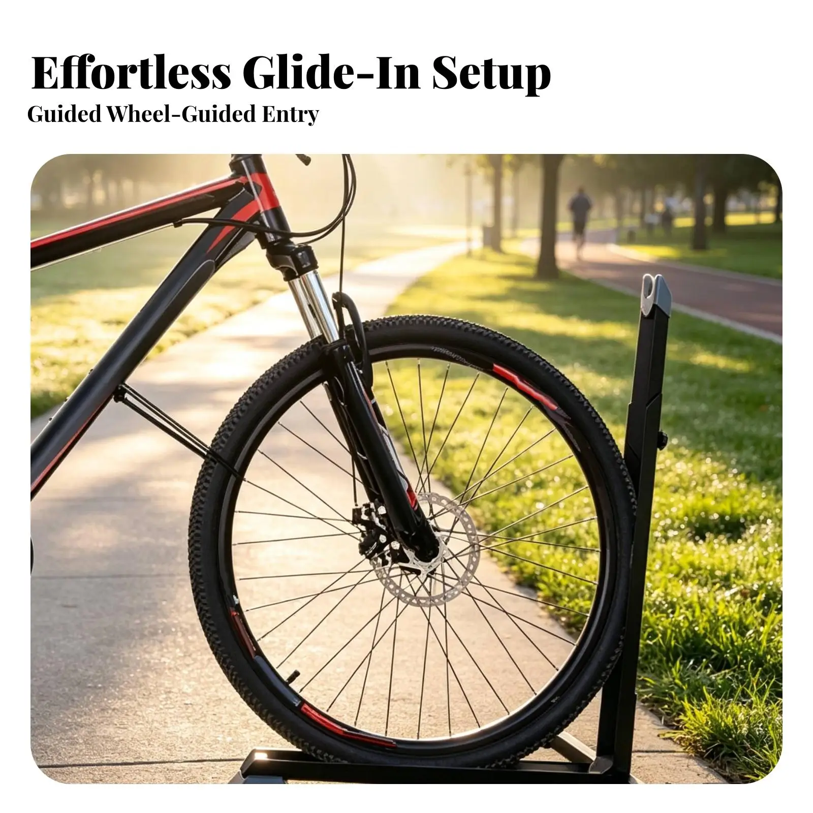 Indoor Bicycle Display Stand with Locking Height Adjustment and Cushioned Cradle for Secure Storage of Your Cycle at Home
