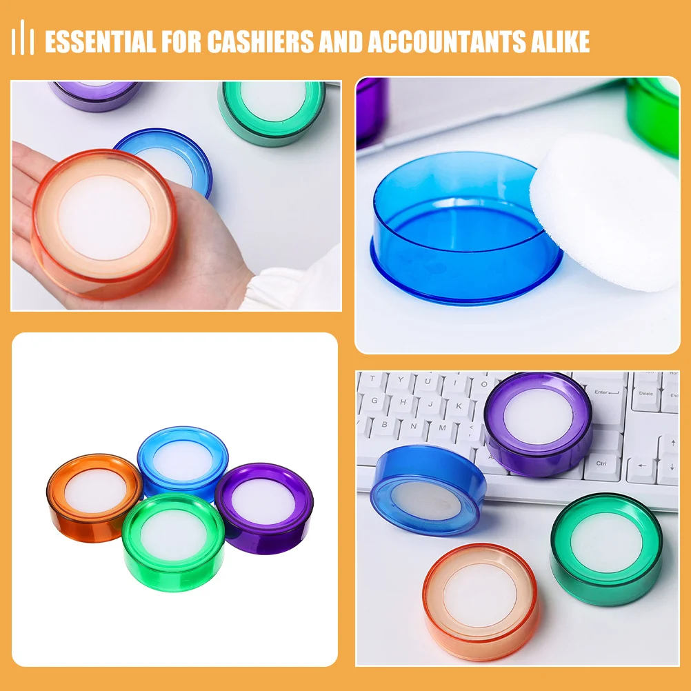 4Pcs Wet Finger Pad for Money Counting Smooth Bill Sorting Financial Efficiency Finger Moistener Sponge Cup Reusable Easy Clean