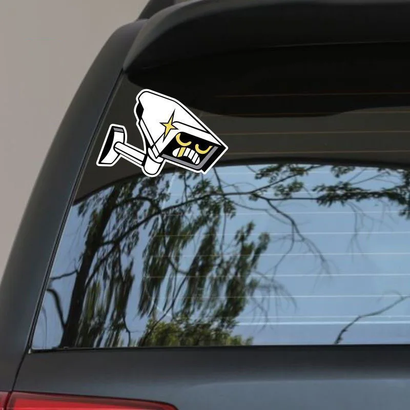 Angry Security Camera Vinyl Sticker, Funny Doodle Waterproof Decal for Car Window Bumper Laptop Skateboard Decor