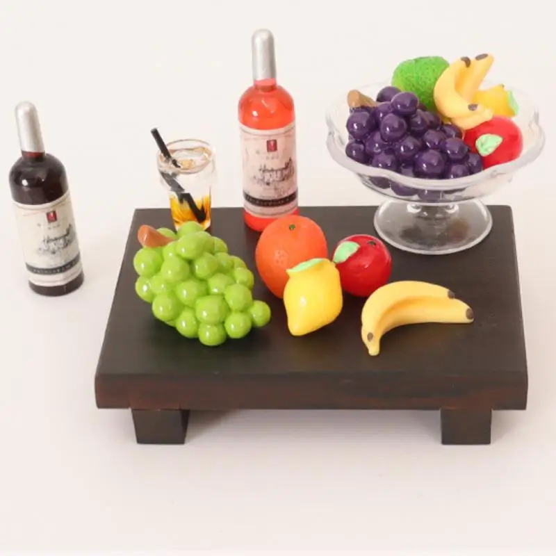 6 unids/set casa de muñecas simulación plato de fruta transparente plátano naranja uva comida juego modelo escena en miniatura accesorios de decoración