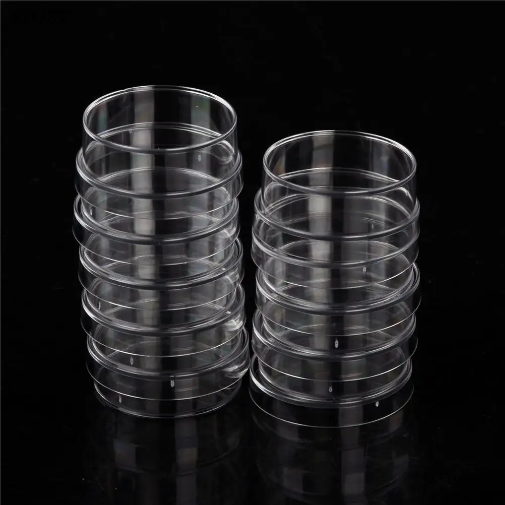 10PCS Practical Sterile Petri Dishes with Lids for Lab Plate Bacterial Yeast Chemical Instrument Lab Supplies