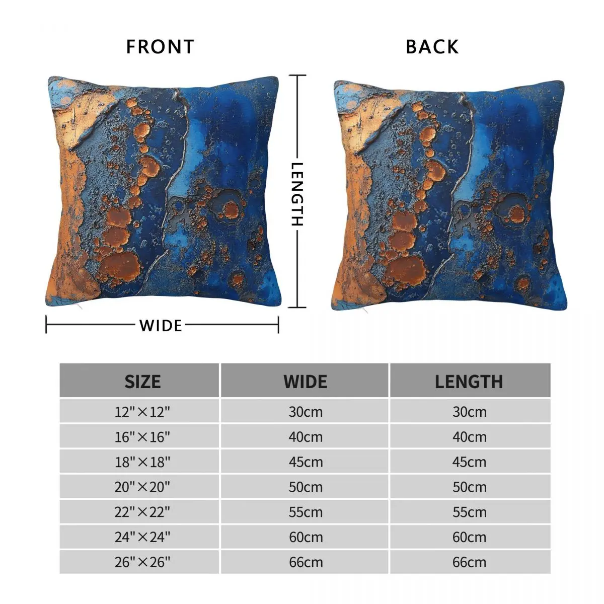 Copper Gold Blue Rust Square Pillowcase Polyester Linen Velvet Printed Zip Decorative Pillow Case Sofa Cushion Case