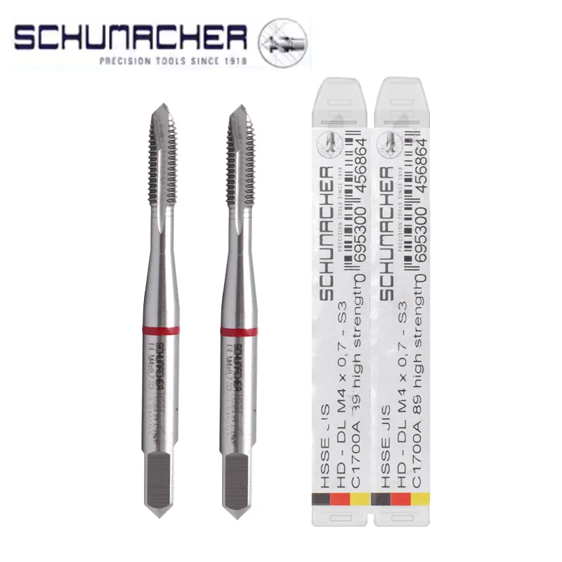 SCHUMACHER German Original JIS Standard M2-M12 Red Ring Spiral Fluted/Pointed Tap M2 M2.5 M3 M4 M5 M6 M8 M10 M12 Machine Taps