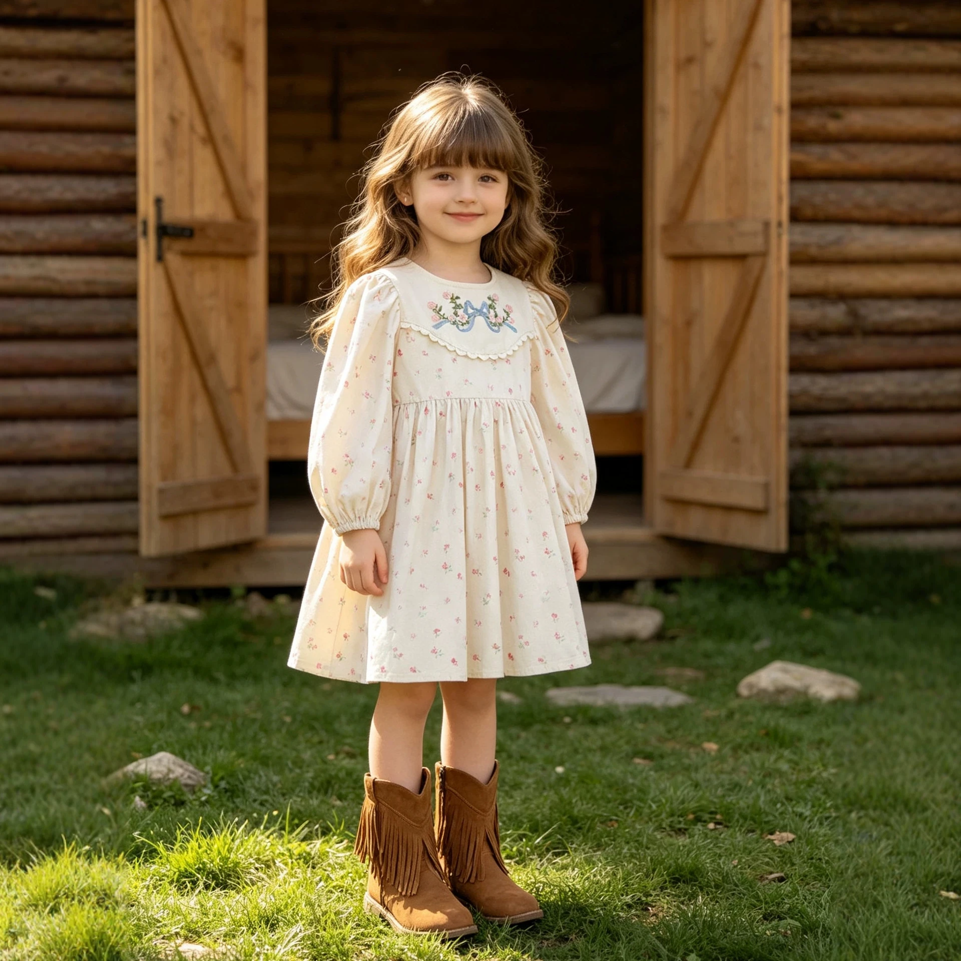 Autumn Spring New Girls' Dress Fashion Cute Floral Embroidery Dress Children's Girls Long Sleeve Pastoralism Dress 2-8 Years