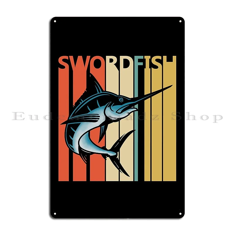 Vintage Retro Swordfish Fish Fishing Gift Metal Plaque Poster Mural Living Room Personalized Printed Classic Tin Sign Poster