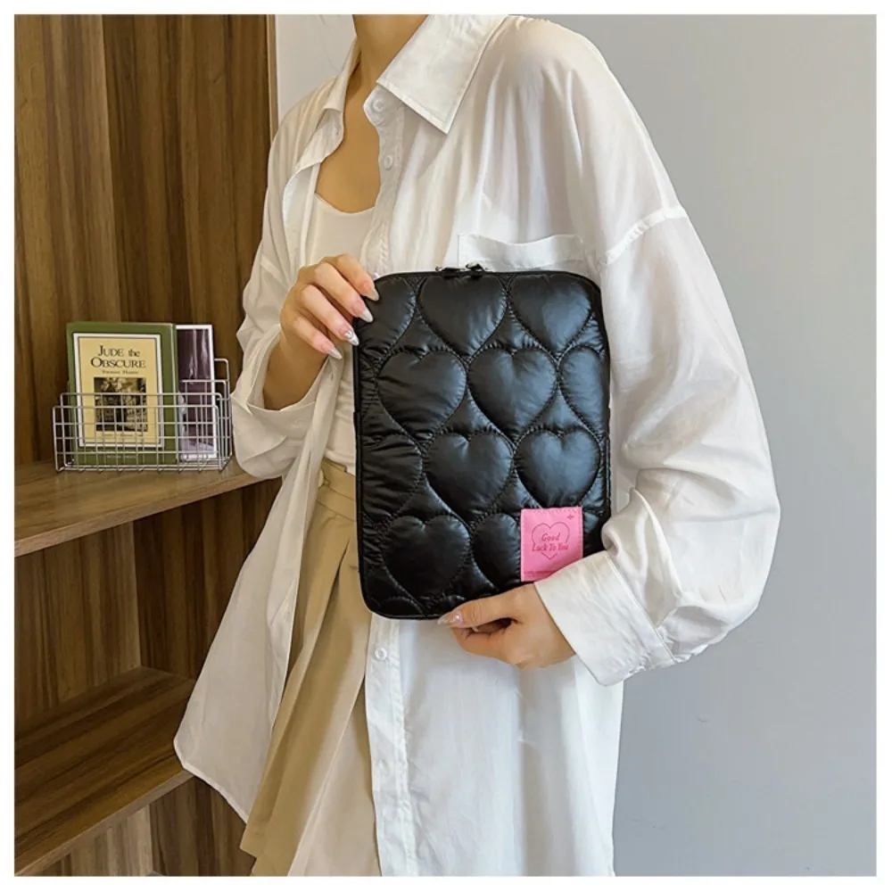 11/15 cali Puszysta torba na laptopa z haftem Love Pattern Torba na tablet Macaron Color Shockproof Computer Case dla Ipad/Macbook