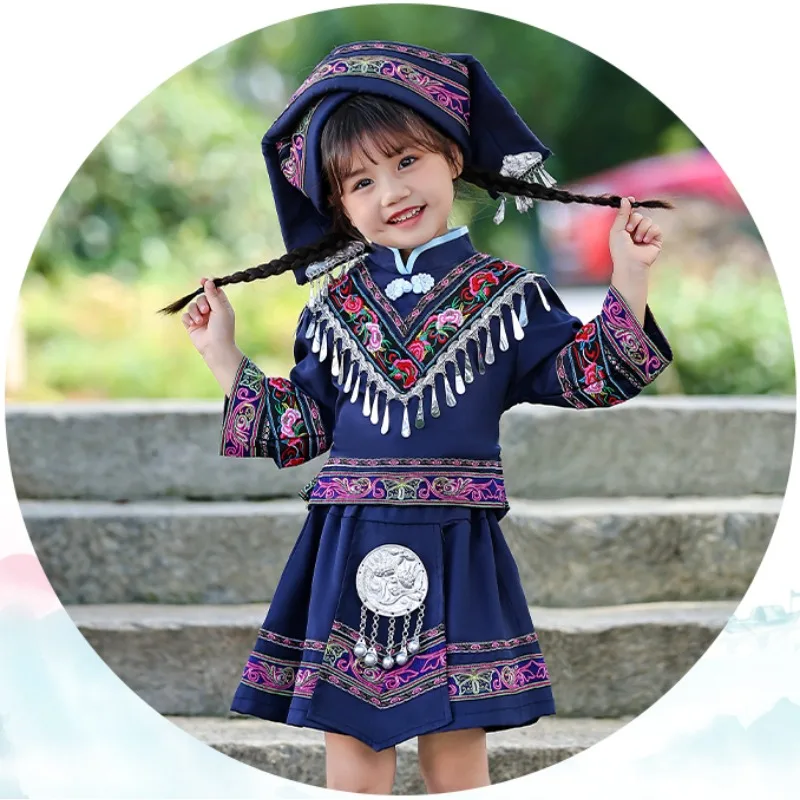 

Guangxi Zhuang March 3rd Ethnic Clothing Children's New Hani, Miao, Yi, Yao Boys and Girls Performance Clothing