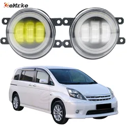 2Pcs Full Led Angel Eye DRL Daylight for Toyota Isis Platana 2009-2015 Fog Lights Assembly with Projector Lens Car Accessories