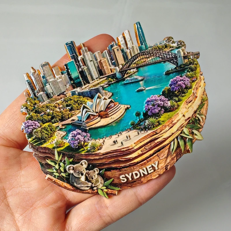 Australia Fridge Stickers Metal Material Sydney Opera House Mecca Munich Denmark Sweden Moscow Fridge Magnets Birthday Gifts
