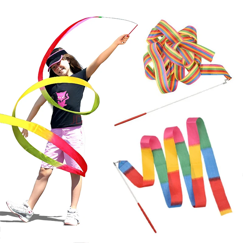 1/2pcs Children Colorful Artistic Gymnastics Ribbon with Rod Outdoor Sport Toy for Kids Dance & Performance Prop Ideal Gift TMZ