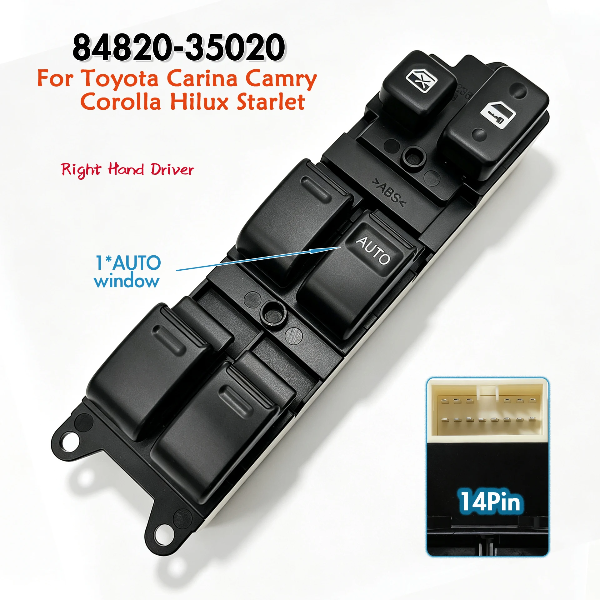 84820-35020 For Toyota Land Cruiser 80 Series 1990-1998,Front Right Electric Power Master Window Switch Lift Control Button