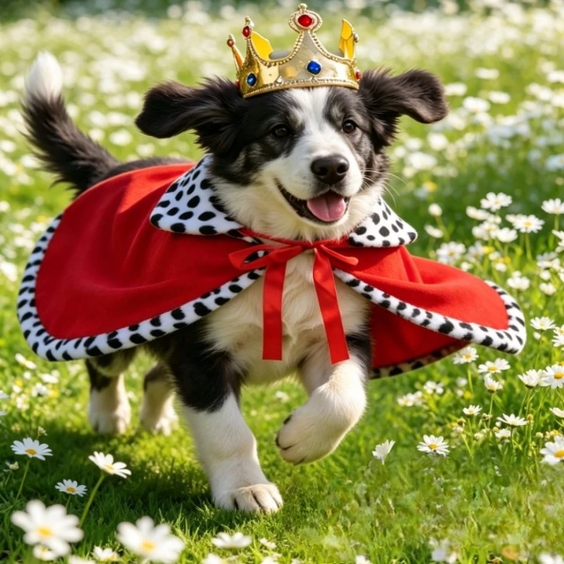 Pet King Cloak With Crown Set Funny Dog Party Outfit For Puppy Birthday Holiday And Themed Photo Shooting