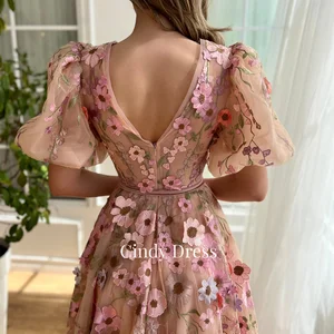 Rosa Pufferhülle Pink Die 3D -Linie Blumen Fette elegante Partykleider Frau Nacht Gala Abschlussball 8 Hauptverkäufe Hochzeitskleid für Chubby - №6