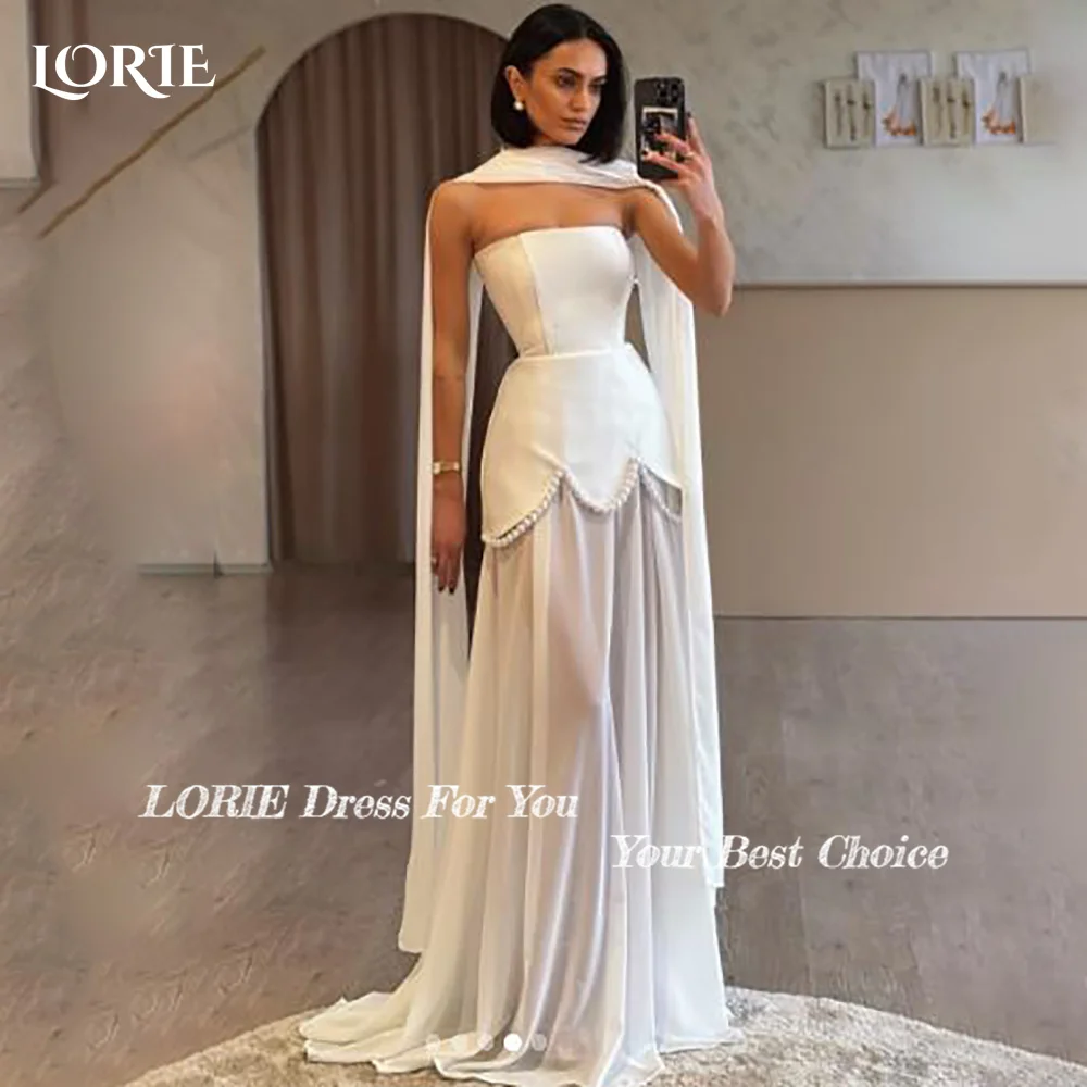 LORIE Pearls Wedding Dress Strapless A-line Princess Ribbon Bride Gown Illsion Customized Tulle Corset Bride Dress молодожены image 4