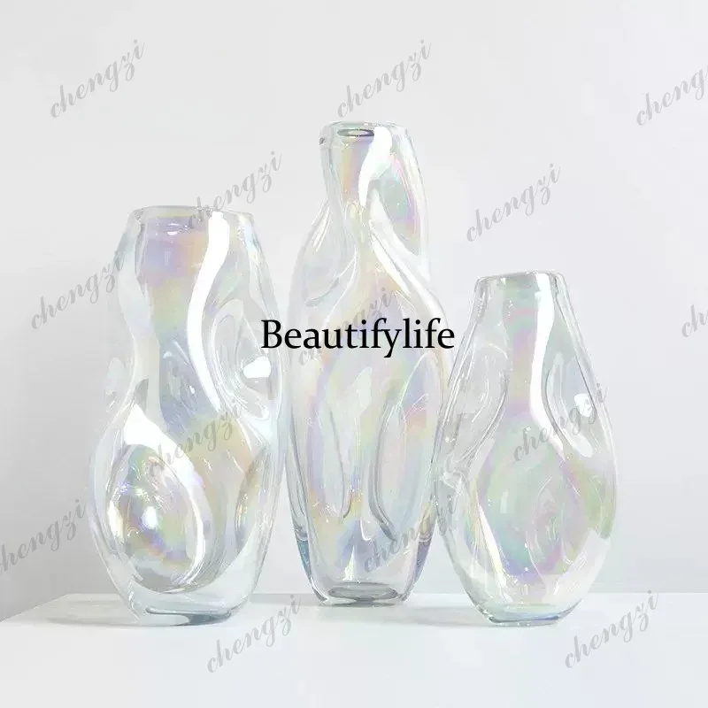 C178 Light luxury multicolored glass vase hotel model room home living room bedroom decoration handicrafts
