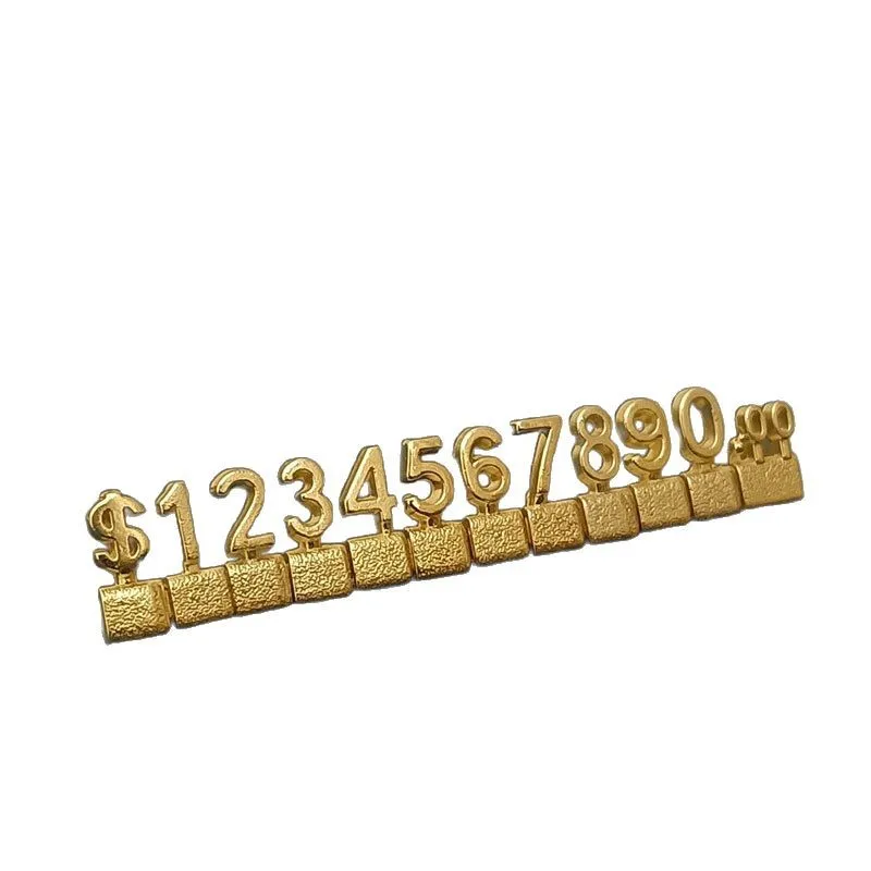 10 Strips / Box Metal 3D Digital Price Cube Tags Dollar Eur Jewelry Watches Garment Price Number Label Card Tags