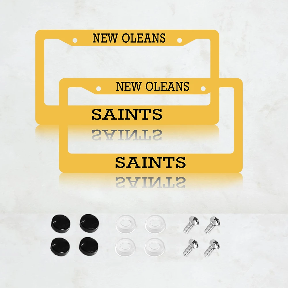 

2 шт. НОВЫЕ алюминиевые рамки для номерных знаков с символикой команды New Orleans Saints - 6 x 12 дюймов, стандартный размер США, декоративные автомобильные рамки