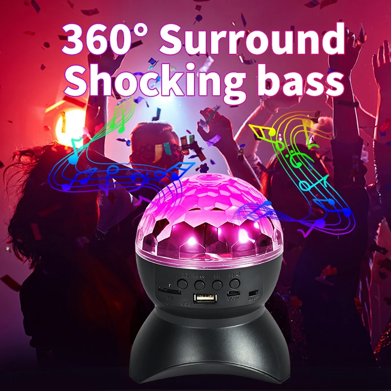 Home Colorful Magic Ball Lamp Bounce Di Bluetooth Speaker Lamp Christmas Projection Stage Singing Flash Room Atmosphere Light