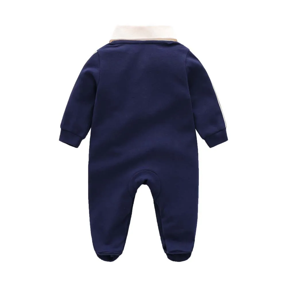 Baby Jumpsuit Spring and Autumn Outer Wear Pure Cotton Handsome Newborn Baby Male and Female Baby Long-sleeved Crawler Suit