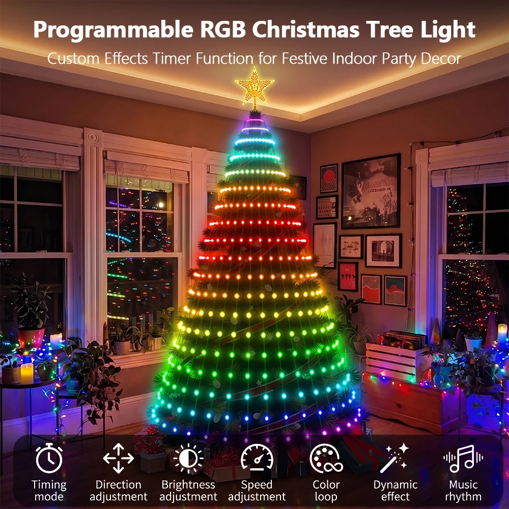 Smart Christmas Tree Lights 256/400 LEDs String Lights with Remote Control & APP DIY Scene for Indoor Outdoor Xmas Tree Decor