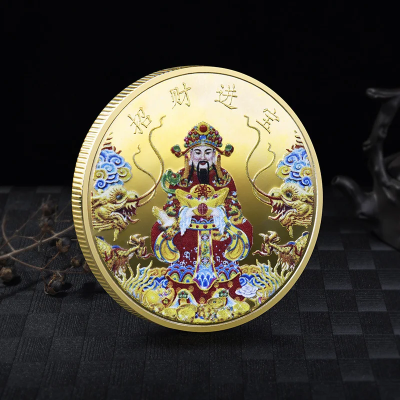 2022 New Year Chinese Coins God of Wealth Treasures Commemorative Mascot for Good Luck Collectible Souvenir Home Decor