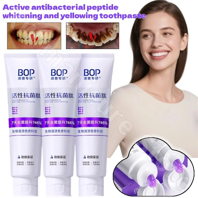 معجون أسنان BOP ببتيد مضاد للبكتيريا وإزالة البقع وتذويب البقع ونغمة إصلاح الطازجة والأصفر 100 جرام #4