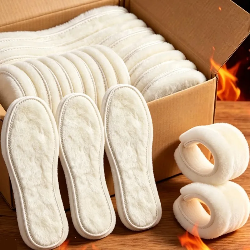 Winter Australia Sheepskin Insoles Unisex Natural Real Fur Wool Cashmere Snow Boots Shoe Pad Woman Man Wool Insoles Warm Shoes